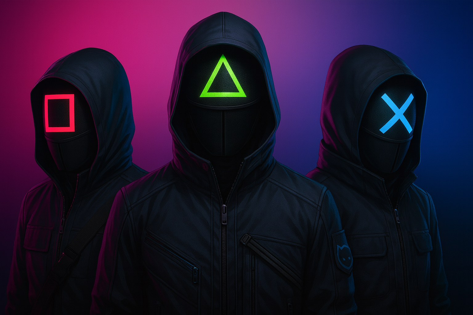 SQG VPN — иллюстрация с персонажами в худи